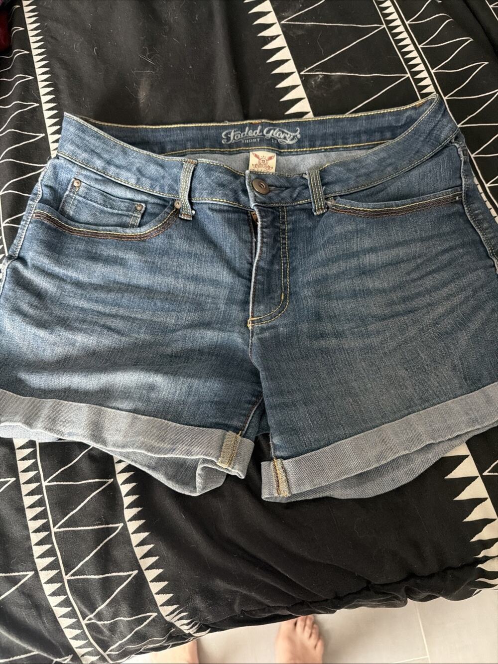 Faded Glory Jean shorts Women's size 12 High Rise Blue